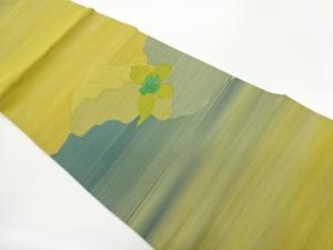 綴れ曲線に花模様織出し名古屋帯
